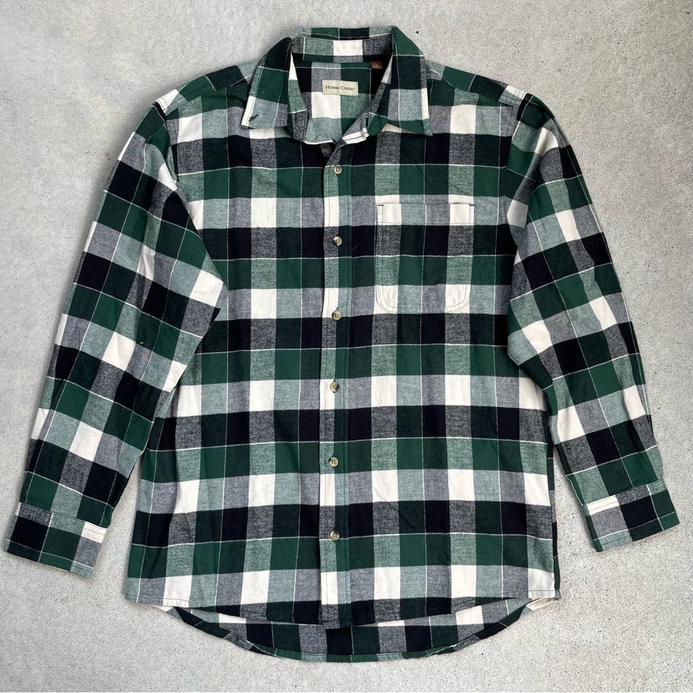 Green flannel button up shirt - size M